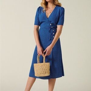 Rouje Navy Wrap Midi Dress